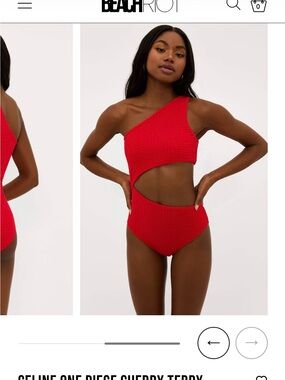 Beach Riot One-Shoulder Cutout One-Piece Swimsuit - Red